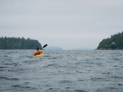 Our first big open water crossing - three miles to Diana Island.