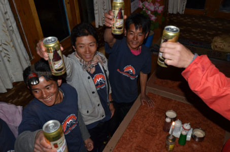 A few of our porters enjoying our farewell party.