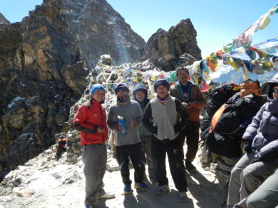 The guys taking a break at the top of a pass.