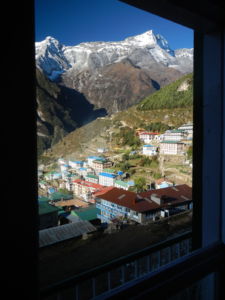 The view from our bedroom window in Namche. Just a 20,000' peak across the way.