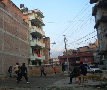 Intense badminton match in Kathmandu