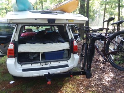 Best purchase - this swing out bike rack. We'd have both been tearing our hair out (well Sharon anyway) if we hadn't gotten this two days before leaving.