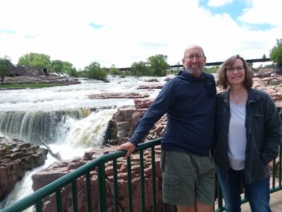 Sandy and I enjoying downtown Souix Falls. Still wondering how the city got its name....