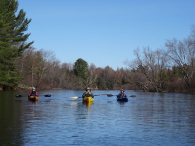 Mike, Lori and Sharon on a beautiful stretch of the (very high water) Wisconsin River.