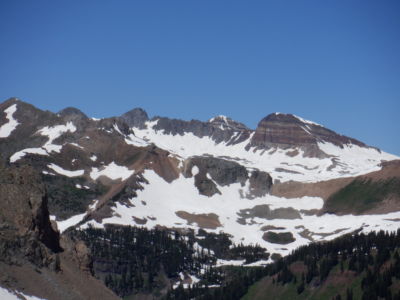 The view from Kennebec pass looking west toward our previous day's hike on Diorite Peak.