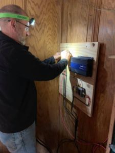 While others were spackling, repainting bedrooms and replacing carpet - I took on the task of wiring up the solar controllers. Both Lodge and Hut now have a simple system.